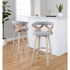Set di 2 sgabelli da bar Gardenia bianco anticato/grigio chiaro - LumiSource: imbottiti, girevoli, con imbottitura in schiuma, design contemporaneo