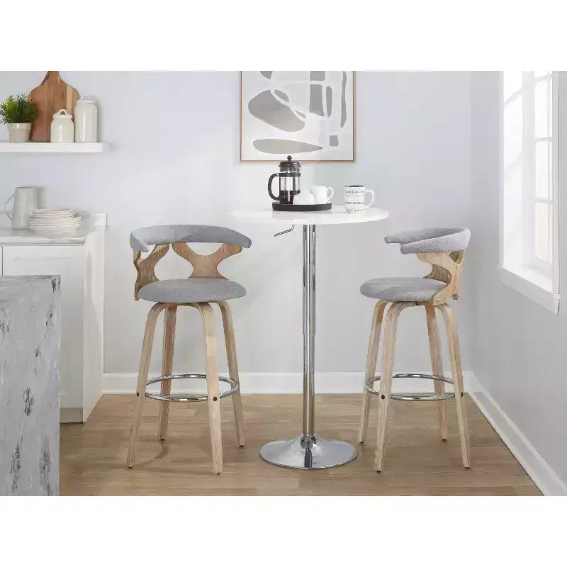 Set di 2 sgabelli da bar Gardenia bianco anticato/grigio chiaro - LumiSource: imbottiti, girevoli, con imbottitura in schiuma, design contemporaneo