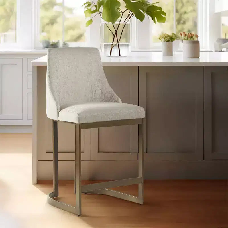 Sgabello da Bar imbottito Madison Park Thornton 26" con base in metallo crema