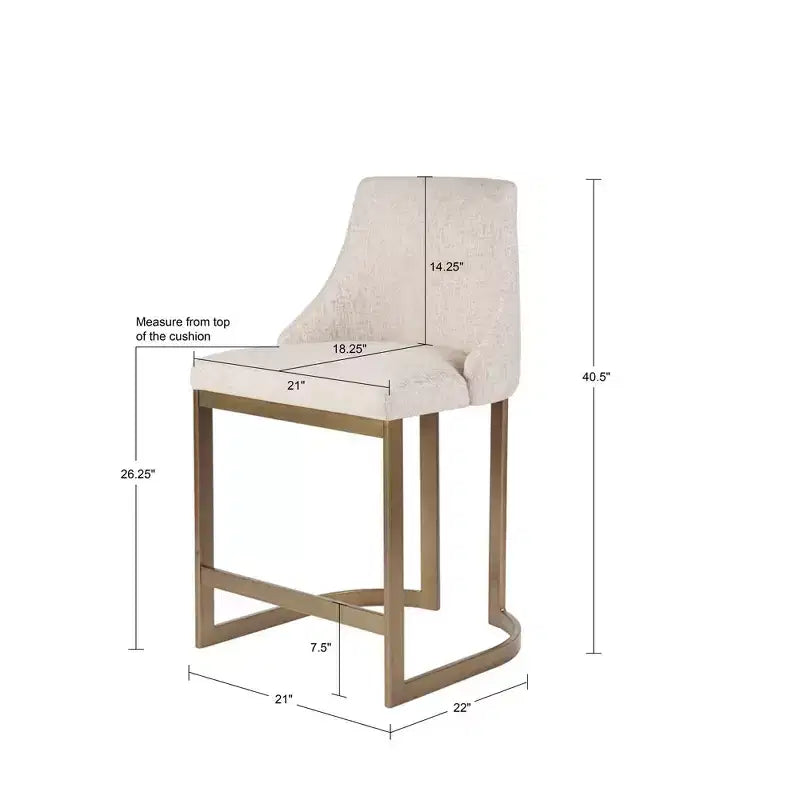 Sgabello da Bar imbottito Madison Park Thornton 26" con base in metallo crema