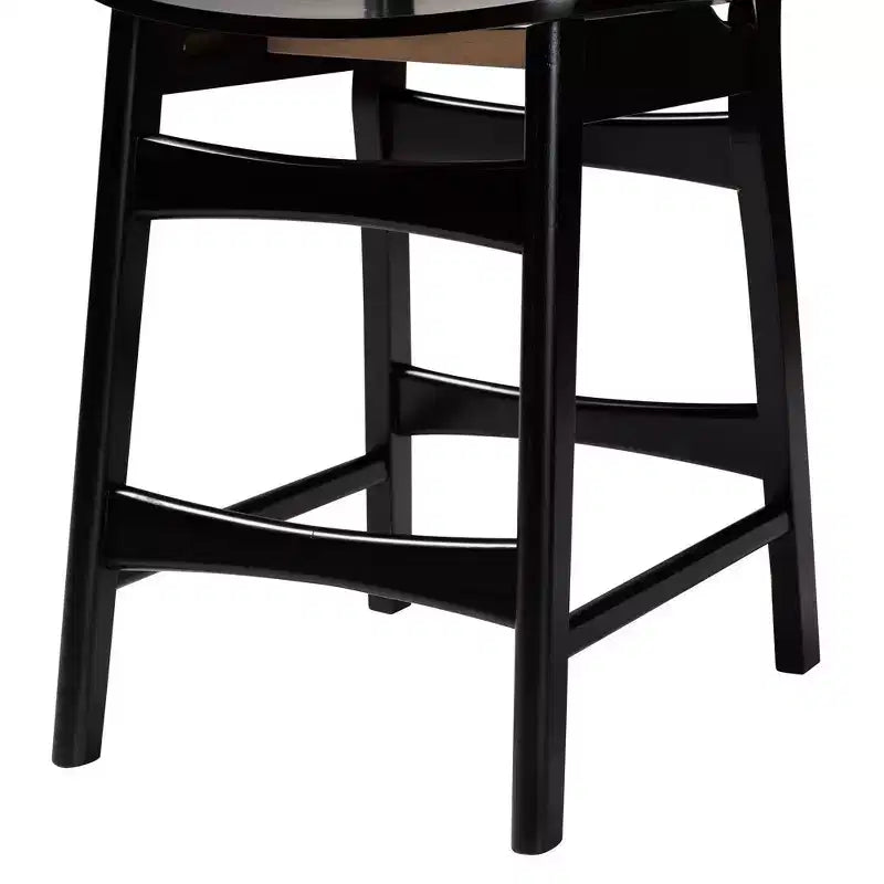 Set di 2 sgabelli da bar Baxton Studio Hesper in legno e rattan altezza bancone Marrone scuro/Marrone chiaro: seduta fissa da 61 cm, struttura in legno di gomma