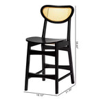 Set di 2 sgabelli da bar Baxton Studio Hesper in legno e rattan altezza bancone Marrone scuro/Marrone chiaro: seduta fissa da 61 cm, struttura in legno di gomma