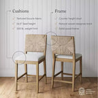 Nathan James Set di 2 Sgabelli da Bancone Beacon in Alghe Marine e Bouclé Crema