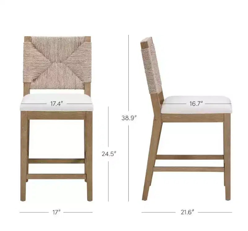 Nathan James Set di 2 Sgabelli da Bancone Beacon in Alghe Marine e Bouclé Crema