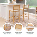 Set di 2 sgabelli da bar Powell Bessie Cane Natural