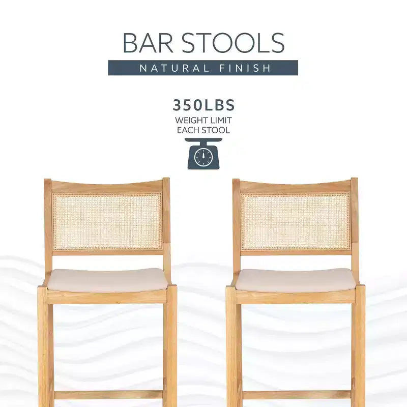 Set di 2 sgabelli da bar Powell Bessie Cane Natural