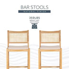 Set di 2 sgabelli da bar Powell Bessie Cane Natural
