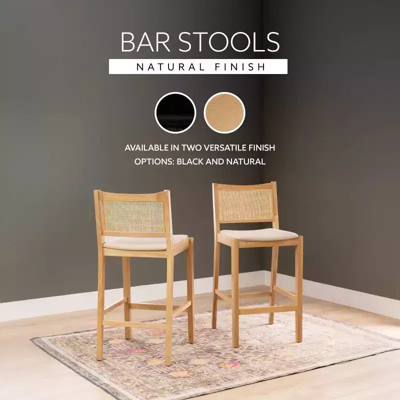 Set di 2 sgabelli da bar Powell Bessie Cane Natural