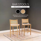Set di 2 sgabelli da bar Powell Bessie Cane Natural