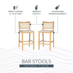 Set di 2 sgabelli da bar Powell Bessie Cane Natural