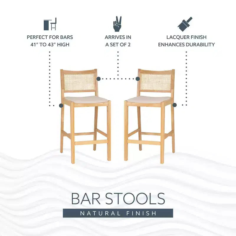 Set di 2 sgabelli da bar Powell Bessie Cane Natural