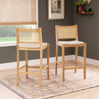 Set di 2 sgabelli da bar Powell Bessie Cane Natural