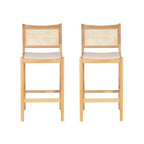 Set di 2 sgabelli da bar Powell Bessie Cane Natural