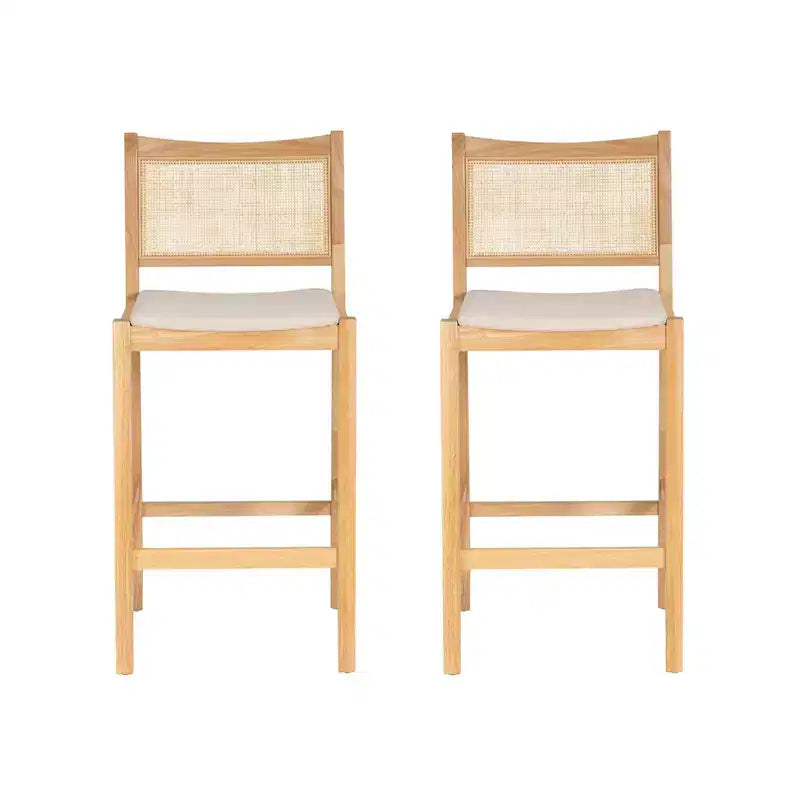 Set di 2 sgabelli da bar Powell Bessie Cane Natural