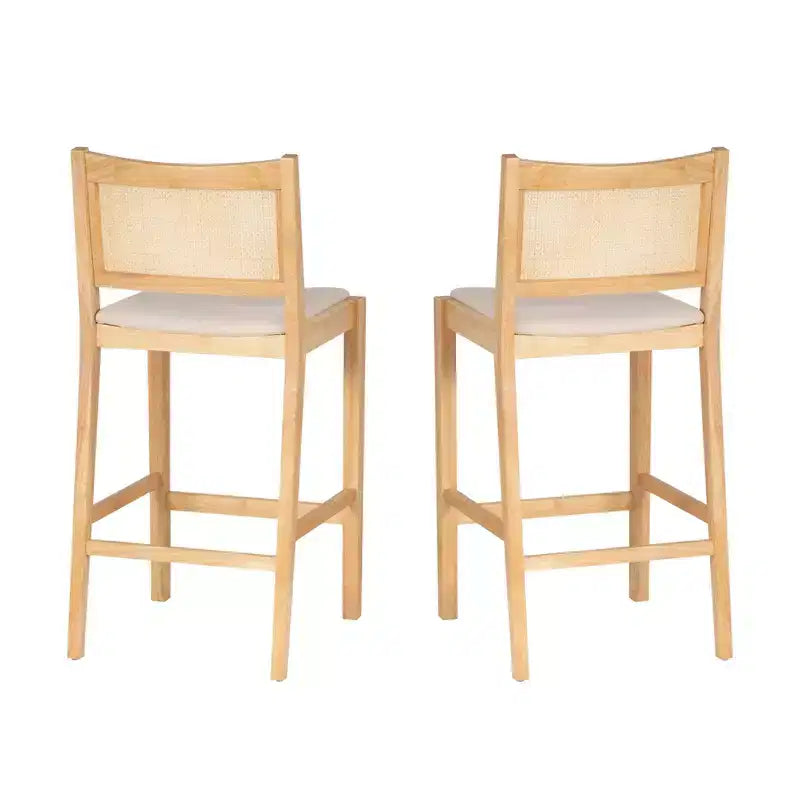 Set di 2 sgabelli da bar Powell Bessie Cane Natural