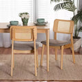 Baxton Studio 2pc Dannon Fabric and Wood Dining Chairs: Mid-Century, Upholstered, Angled Legs