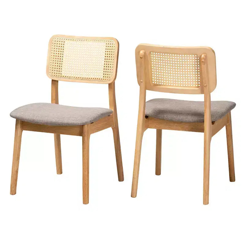 Baxton Studio Sedie da pranzo Dannon 2 pezzi in tessuto e legno: metà secolo, imbottite, gambe angolate