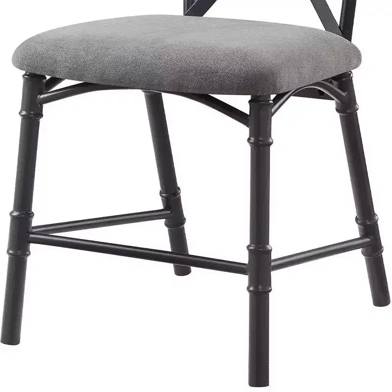 Sedie da pranzo Edina 18" in tessuto grigio, rovere e nero sabbia - Acme Furniture: Rivestimento in pelle, struttura in metallo, nessun assemblaggio richiesto