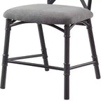 Sedie da pranzo Edina 18" in tessuto grigio, rovere e nero sabbia - Acme Furniture: Rivestimento in pelle, struttura in metallo, nessun assemblaggio richiesto