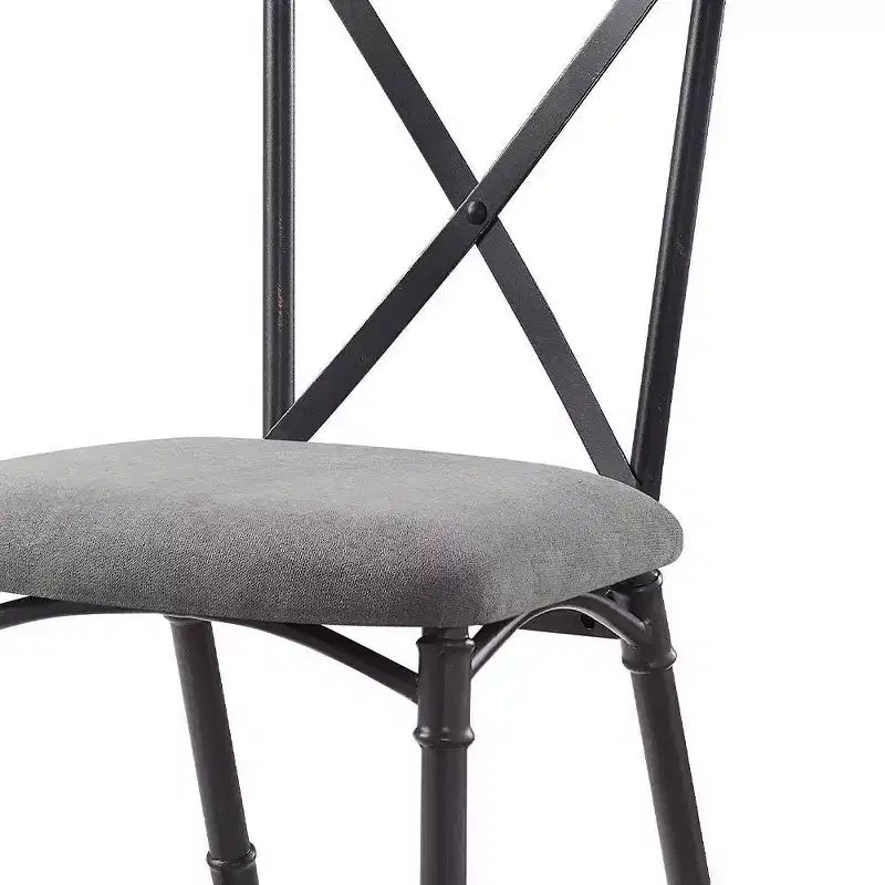 Sedie da pranzo Edina 18" in tessuto grigio, rovere e nero sabbia - Acme Furniture: Rivestimento in pelle, struttura in metallo, nessun assemblaggio richiesto
