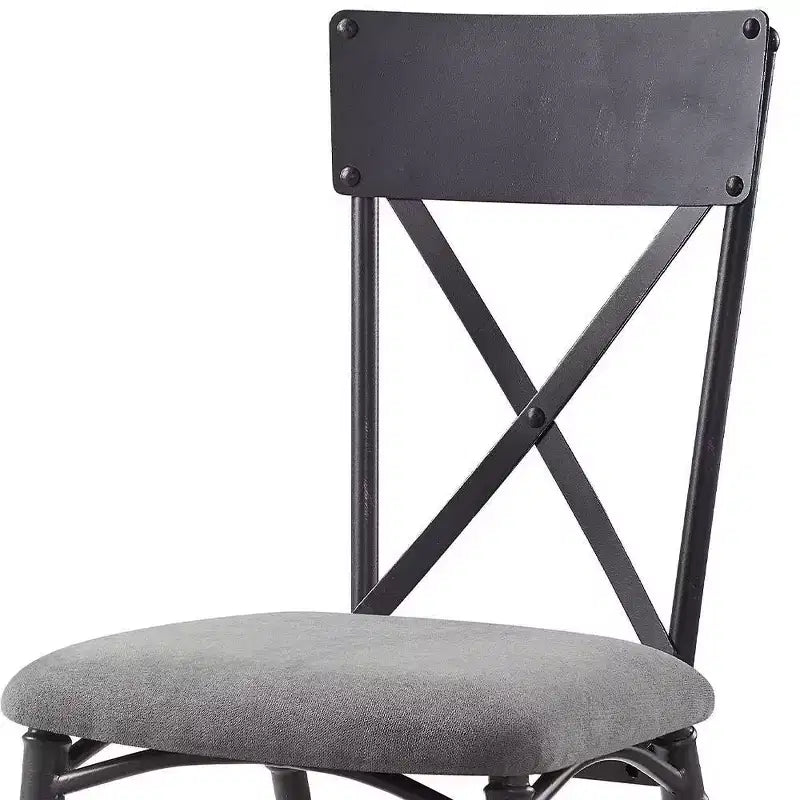 Sedie da pranzo Edina 18" in tessuto grigio, rovere e nero sabbia - Acme Furniture: Rivestimento in pelle, struttura in metallo, nessun assemblaggio richiesto