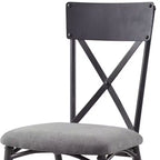 Sedie da pranzo Edina 18" in tessuto grigio, rovere e nero sabbia - Acme Furniture: Rivestimento in pelle, struttura in metallo, nessun assemblaggio richiesto