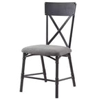 Sedie da pranzo Edina 18" in tessuto grigio, rovere e nero sabbia - Acme Furniture: Rivestimento in pelle, struttura in metallo, nessun assemblaggio richiesto