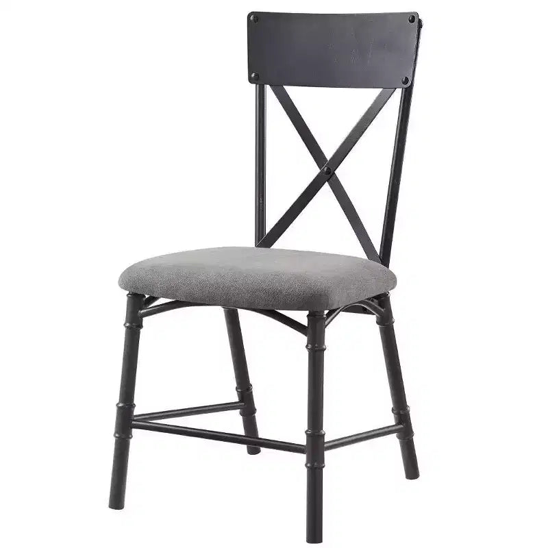 Sedie da pranzo Edina 18" in tessuto grigio, rovere e nero sabbia - Acme Furniture: Rivestimento in pelle, struttura in metallo, nessun assemblaggio richiesto