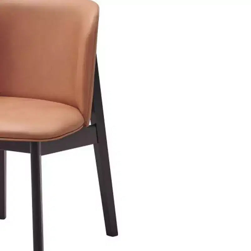 Sedia da pranzo Eliora da 19,88" in microfibra lucida color cammello e finitura nera - Acme Furniture: Imbottita, senza braccioli, struttura in legno