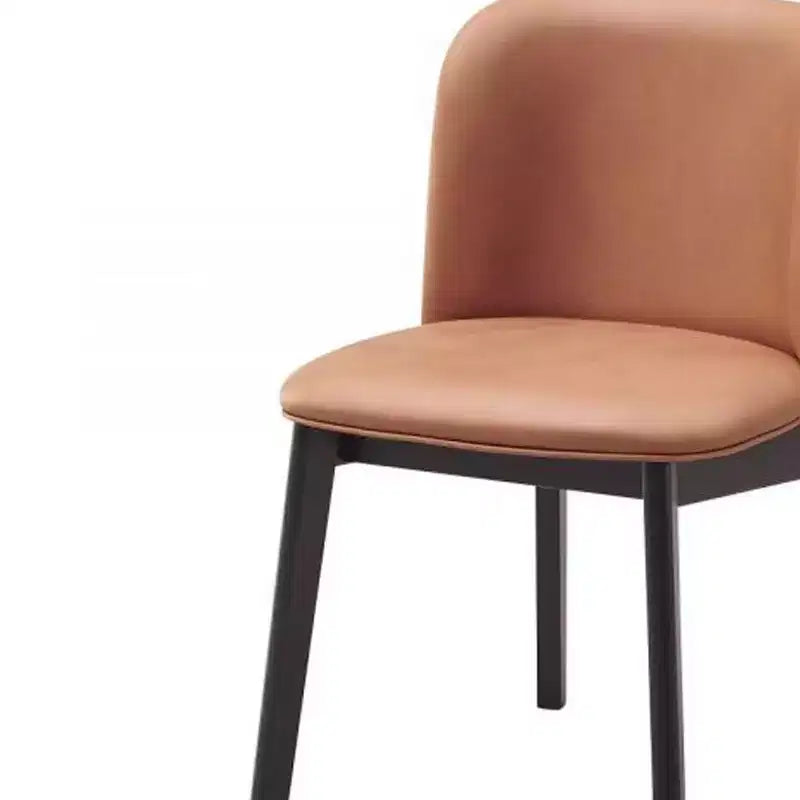 Sedia da pranzo Eliora da 19,88" in microfibra lucida color cammello e finitura nera - Acme Furniture: Imbottita, senza braccioli, struttura in legno