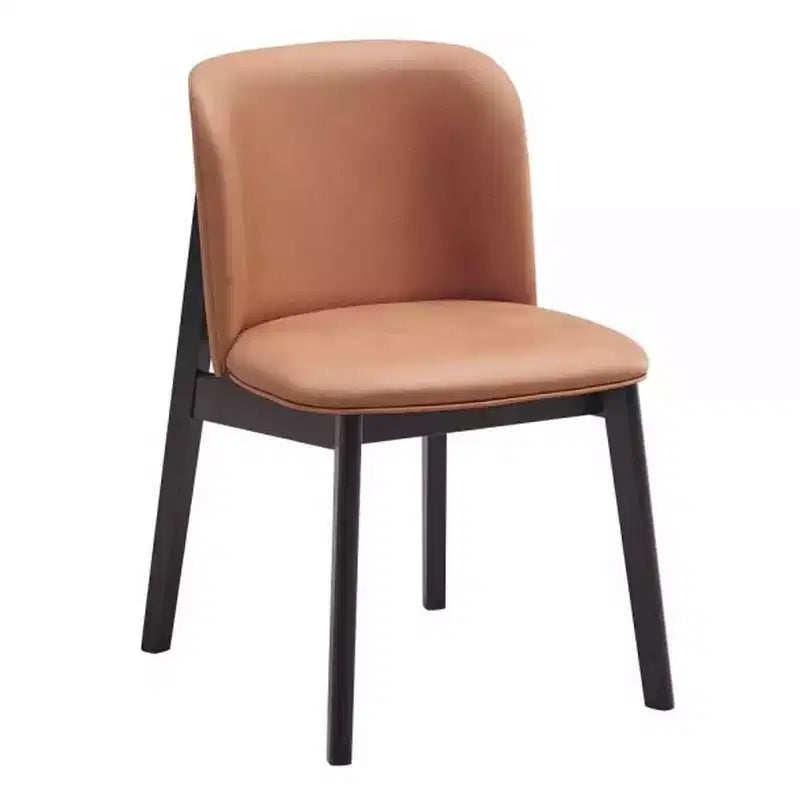 Sedia da pranzo Eliora da 19,88" in microfibra lucida color cammello e finitura nera - Acme Furniture: Imbottita, senza braccioli, struttura in legno
