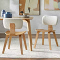 Lifestorey Set of 2 Sigrid Mid Century Modern Dining Chair Natural Light Oak/White: Upholstered Polyester, Foam Filled, Wood Frame