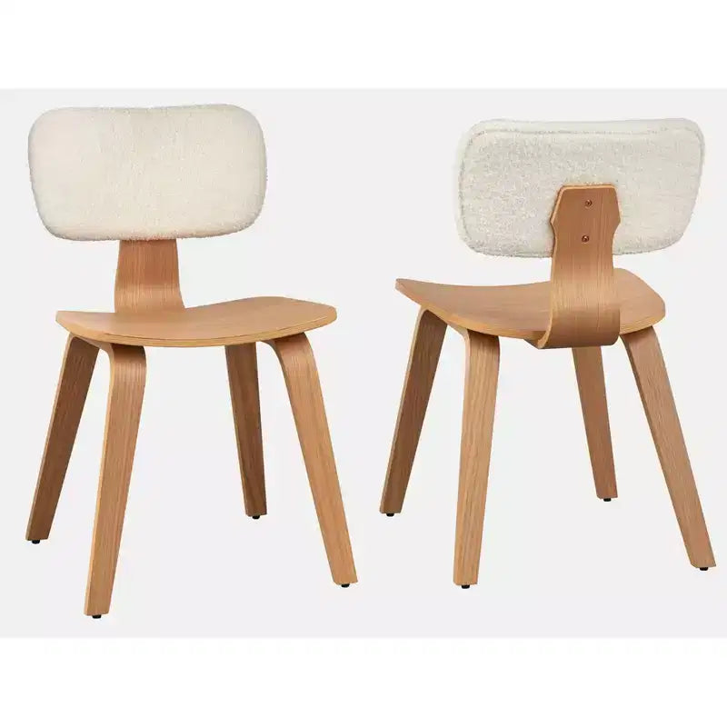 Lifestorey Set di 2 Sedie da Pranzo Sigrid Mid Century Modern Rovere Chiaro Naturale/Bianco: Poliestere Imbottito, Imbottitura in Schiuma, Struttura in Legno
