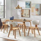Lifestorey Set di 2 Sedie da Pranzo Sigrid Mid Century Modern Rovere Chiaro Naturale/Bianco: Poliestere Imbottito, Imbottitura in Schiuma, Struttura in Legno