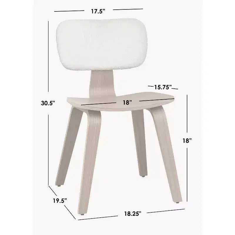 Lifestorey Set di 2 Sedie da Pranzo Sigrid Mid Century Modern Rovere Chiaro Naturale/Bianco: Poliestere Imbottito, Imbottitura in Schiuma, Struttura in Legno
