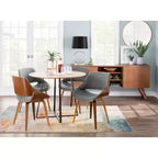LumiSource Set of 2 Fabrizzi Dining Chairs Walnut/Gray: Mid-Century Modern, Upholstered, Wood Frame