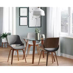 LumiSource Set di 2 Sedie da Pranzo Fabrizzi Noce/Grigio: Metà Secolo Moderno, Imbottite, Struttura in Legno