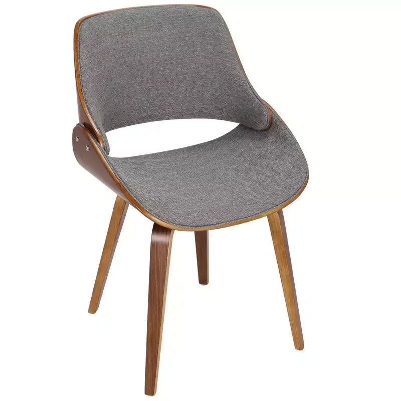 LumiSource Set di 2 Sedie da Pranzo Fabrizzi Noce/Grigio: Metà Secolo Moderno, Imbottite, Struttura in Legno