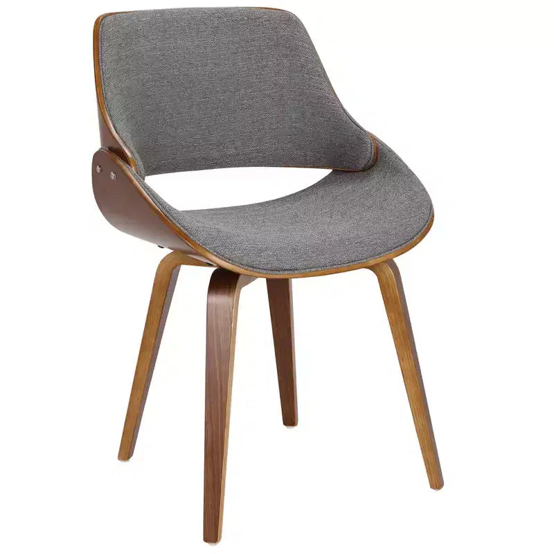LumiSource Set di 2 Sedie da Pranzo Fabrizzi Noce/Grigio: Metà Secolo Moderno, Imbottite, Struttura in Legno