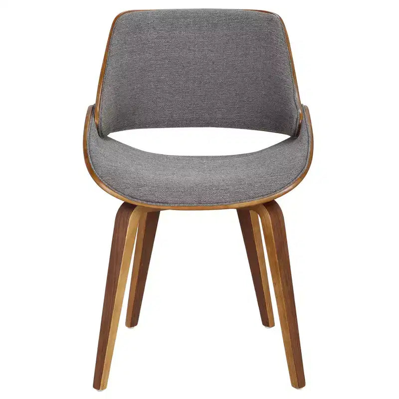 LumiSource Set di 2 Sedie da Pranzo Fabrizzi Noce/Grigio: Metà Secolo Moderno, Imbottite, Struttura in Legno