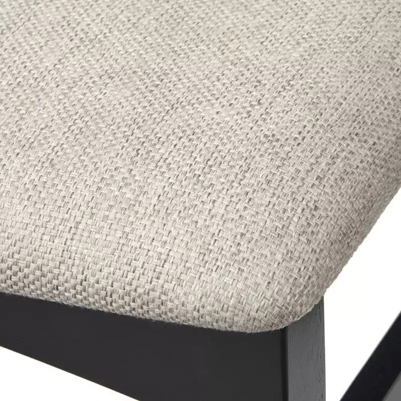 Lifestorey Set di 2 Sedie da Pranzo Gilcrest Moderne con Schienale in Cannetta Nero/Naturale: Mid-Century Modern, Struttura in Legno di Gomma, Rivestimento Grigio