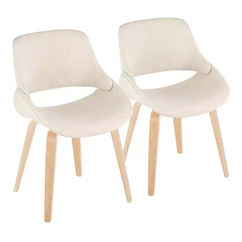 LumiSource Set di 2 sedie da pranzo Fabrico Natural/Crema: Imbottite, telaio in legno, imbottitura in schiuma, stile contemporaneo