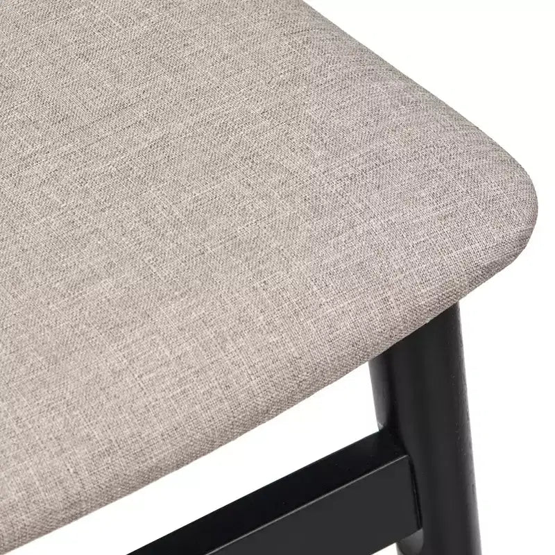 Lifestorey Whitney Sedia da Pranzo Mid Century Moderna in Legno Massello con Schienale in Cannetta Nero/Naturale/Grigio: Mid-Century Moderno, Struttura in Legno di Gomma, Set da 2