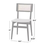 Lifestorey Whitney Sedia da Pranzo Mid Century Moderna in Legno Massello con Schienale in Cannetta Nero/Naturale/Grigio: Mid-Century Moderno, Struttura in Legno di Gomma, Set da 2