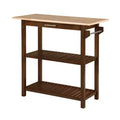 Breighton Home Designs2Go 3 Tier Butcher Block Kitchen Prep Island with Drawer in Espresso/Butcher Block