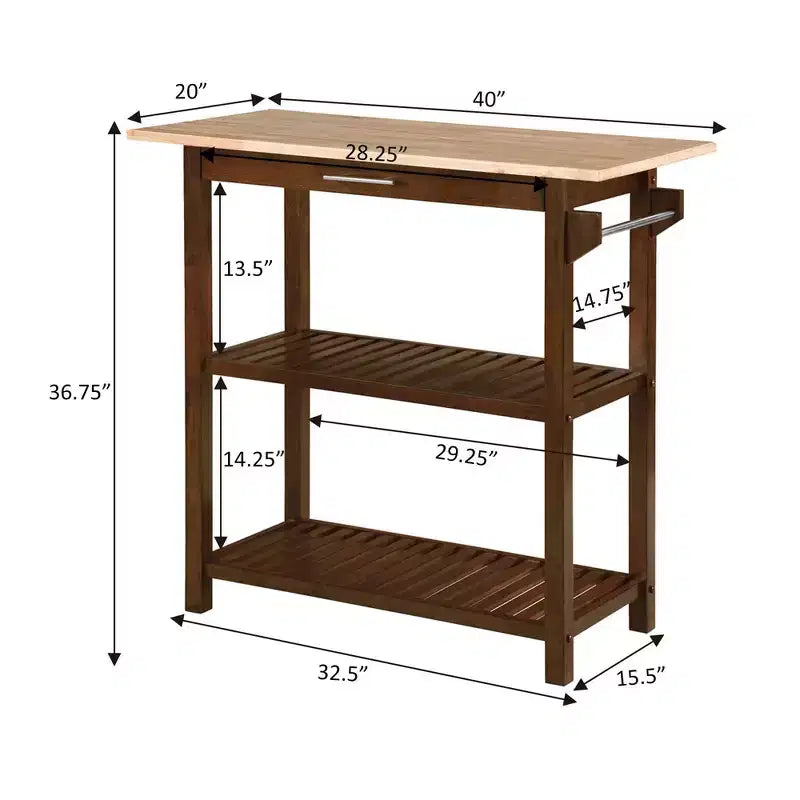 Breighton Home Designs2Go Isola per preparazione cucina a 3 livelli con cassetto in espresso/blocco macellaio