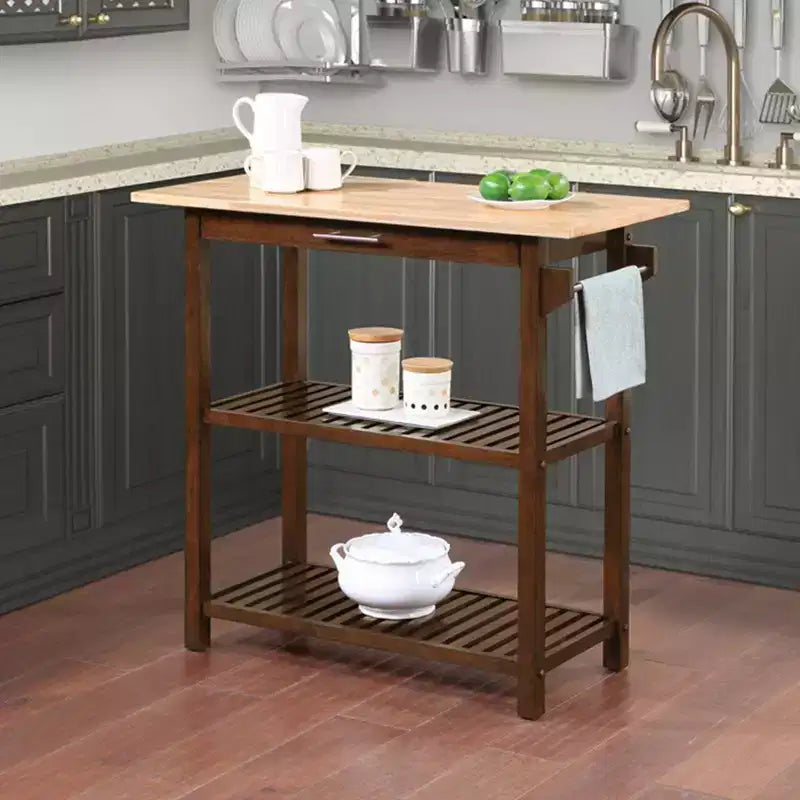 Breighton Home Designs2Go Isola per preparazione cucina a 3 livelli con cassetto in espresso/blocco macellaio