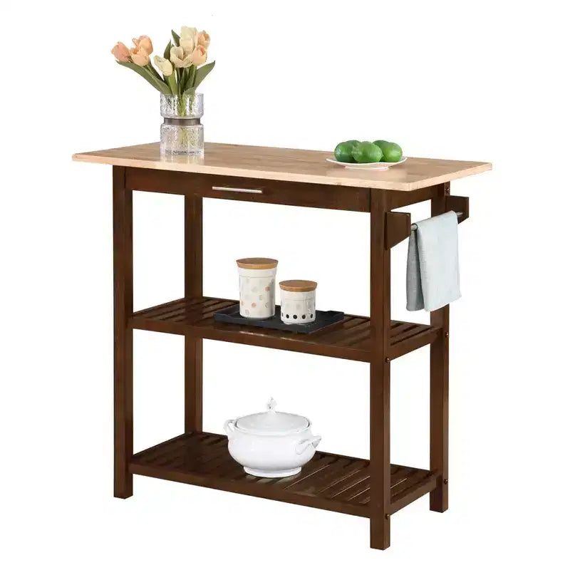 Breighton Home Designs2Go Isola per preparazione cucina a 3 livelli con cassetto in espresso/blocco macellaio