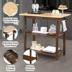 Breighton Home Designs2Go Isola per preparazione cucina a 3 livelli con cassetto in espresso/blocco macellaio
