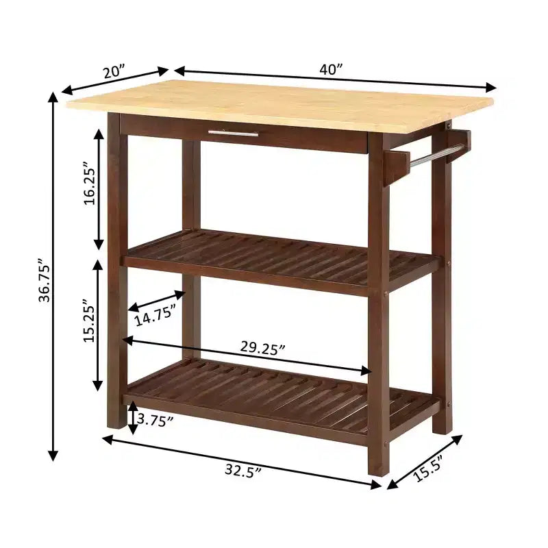 Breighton Home Designs2Go Isola per preparazione cucina a 3 livelli con cassetto in espresso/blocco macellaio